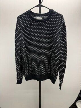 Croft & Barrow Black and White Pattern Cotton Crewneck Sweater